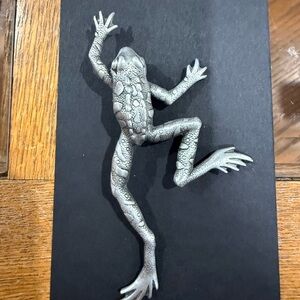 Vintage JJ Jonette Pewter Frog Pin Brooch